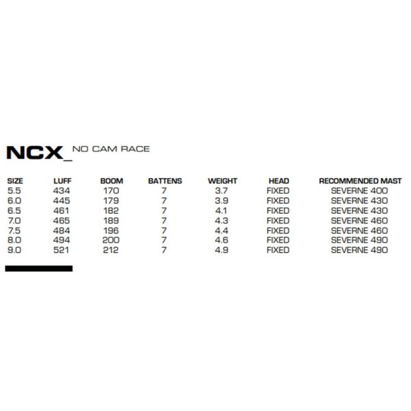 Vela windsurf severne NCX 7.0 specs